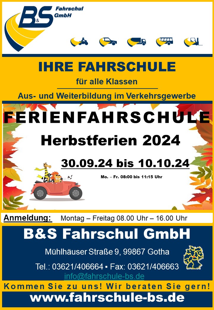 Herbstferienkurs in Gotha 2024 vom  30.09.24 - 10.10.24